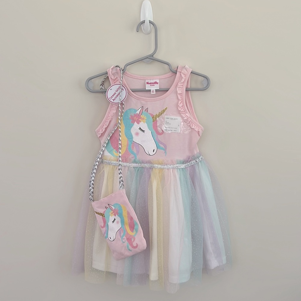 NWT Toddler Girl Unicorn Dress with Accessory
